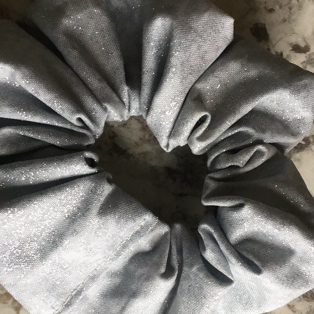 Silver sparkle party hair scrunchie dressy Sparkly